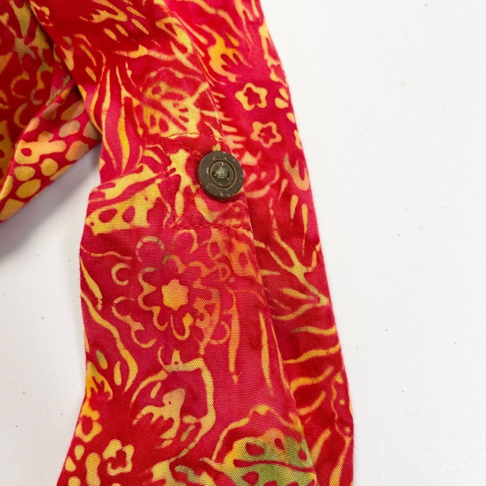 Soft Surroundings Hooded Top PM Red Yellow‎ Floral Boho Coastal Artsy Travelwear - Picture 7 of 9
